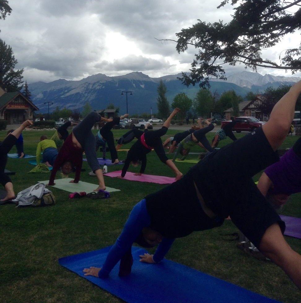 Yoga in the Park Jasper Alberta